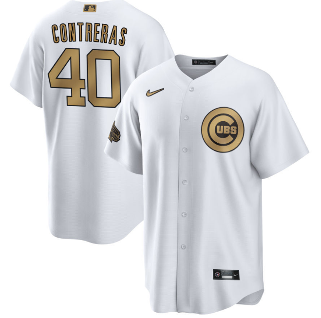Men's Chicago Cubs #40 Willson Contreras 2022 All-Star White Cool Base Stitched Baseball Jersey
